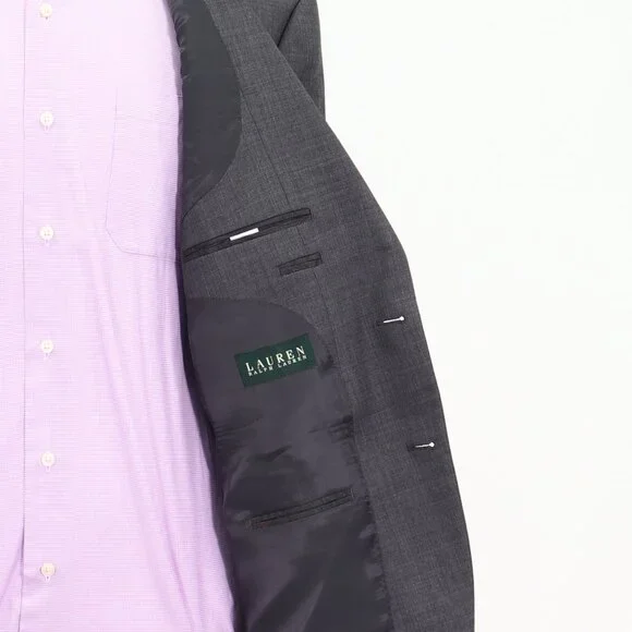 Ralph Lauren 44R Gray Blazer Sport Coat Jacket 2-Button Solid Y057 - Picture 11 of 11